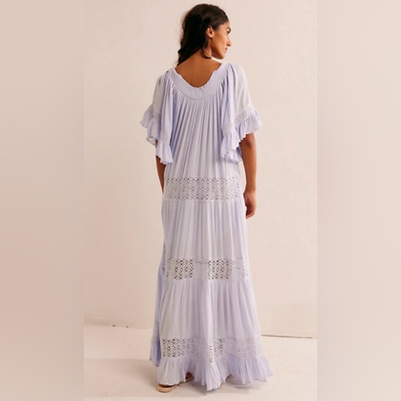 Free People maxi dress. EUC, size XL. Light periwinkle blue gauze. - Picture 2 of 8